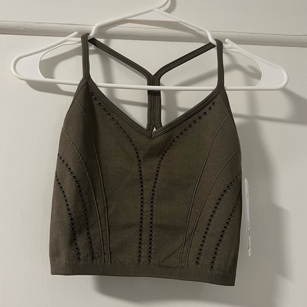 Spiritual Gangster Thea Seamless Longline Bra in Olive Green